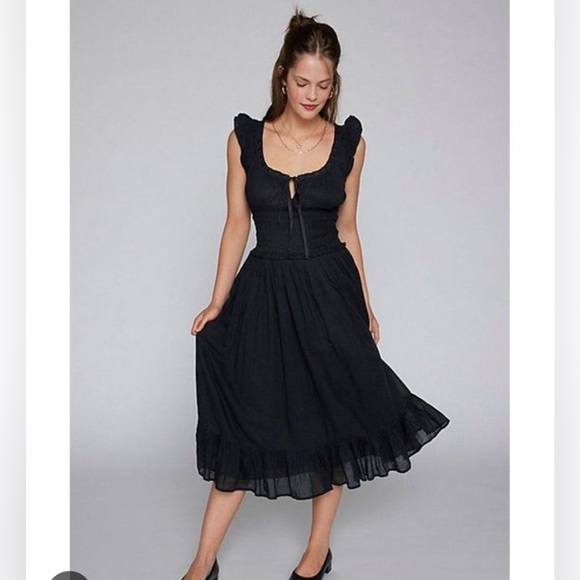 nwt urban outfitters kimchi blue olivia flutter sleeve smocked maxi dress xs - Picture 5 of 7